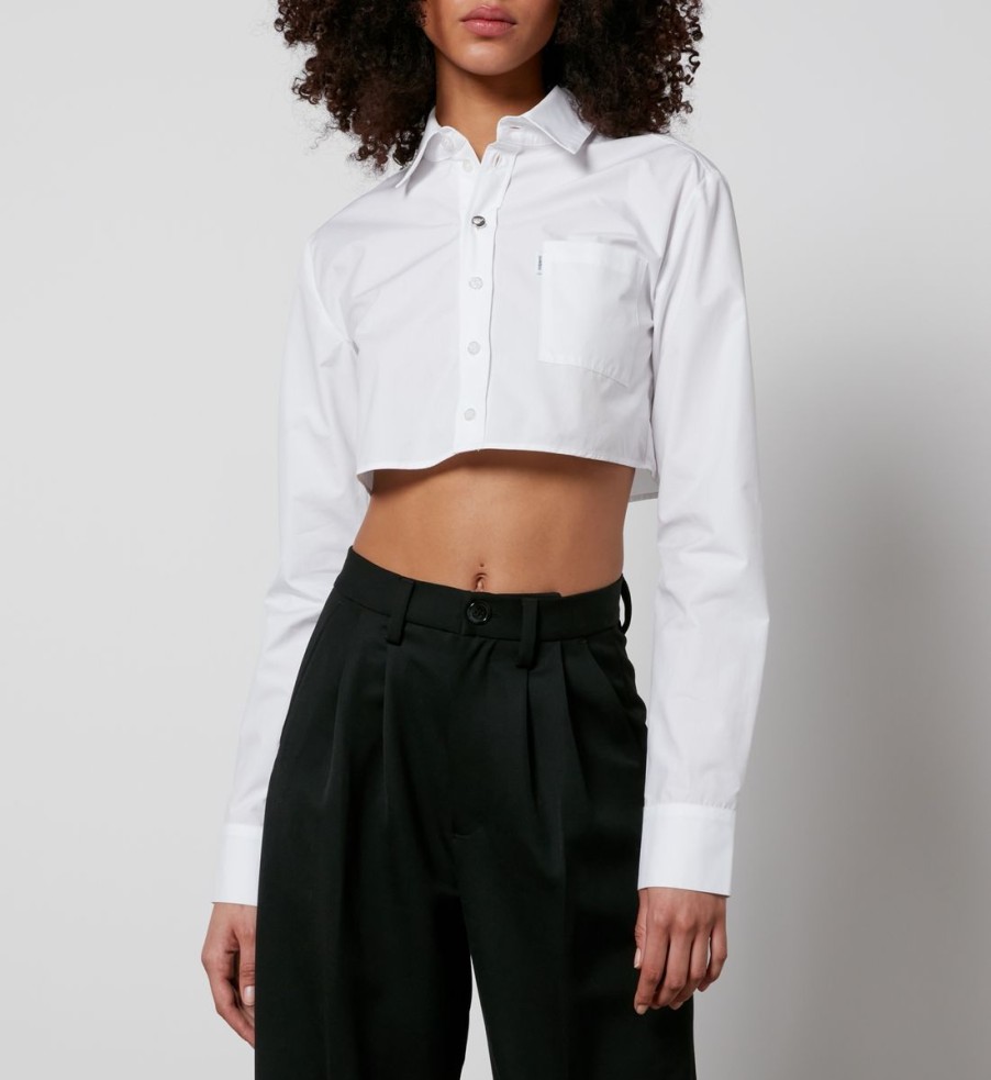 Women Coperni Shirts And Blouses | Coperni Cropped Cotton-Poplin Shirt