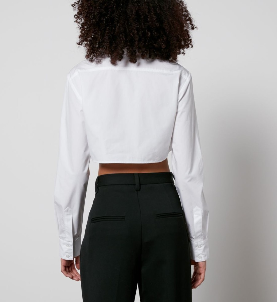 Women Coperni Shirts And Blouses | Coperni Cropped Cotton-Poplin Shirt