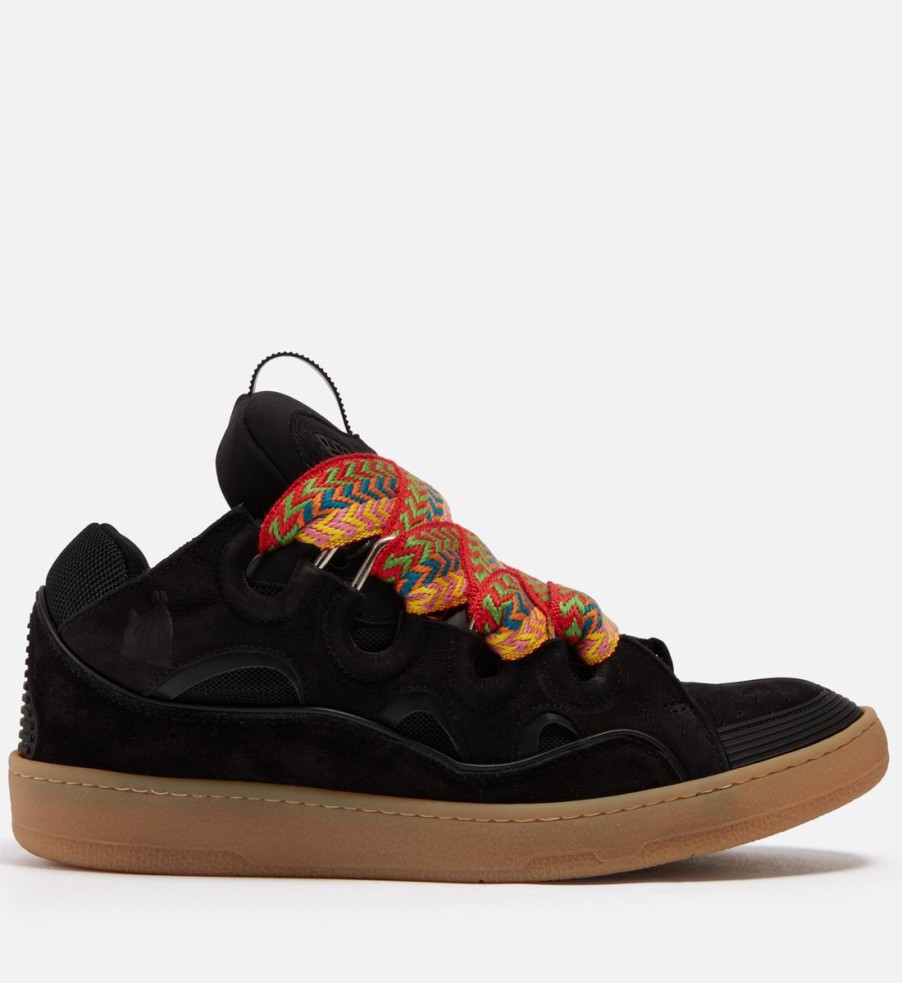 Men Lanvin Trainers | Lanvin Men'S Curb Leather, Suede And Mesh Trainers