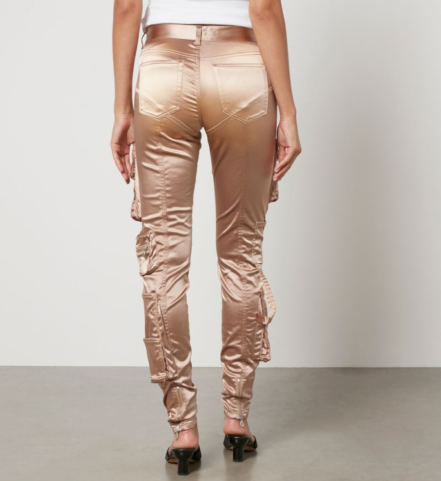 Women Diesel Trousers | Diesel P-Landy Metallic Satin Combat Trousers