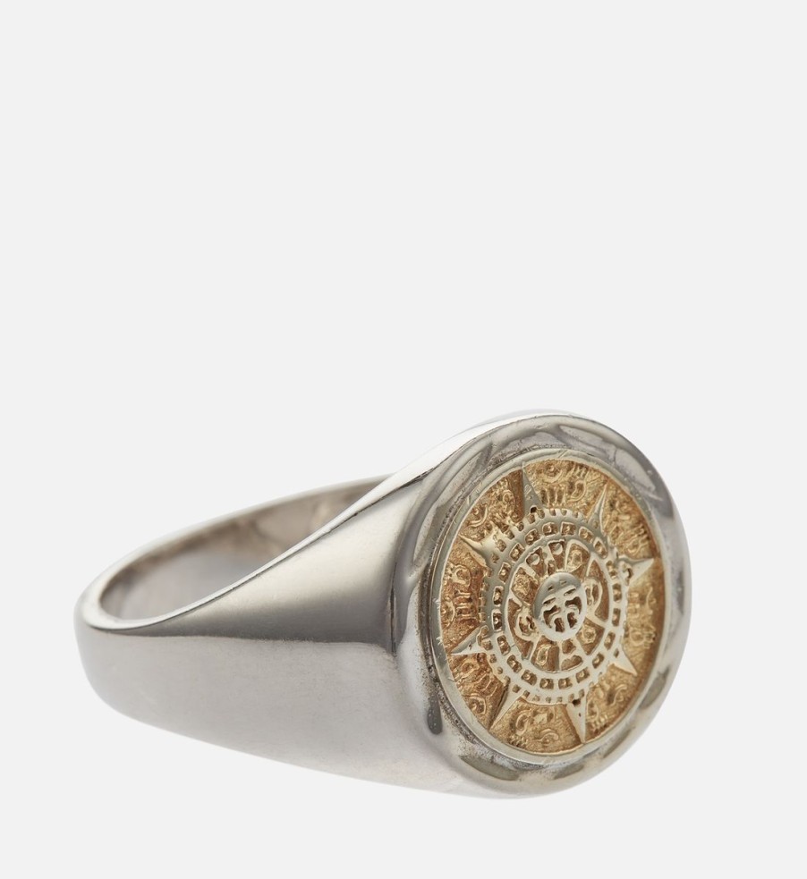 Men Serge Denimes Jewellery | Serge Denimes Compass Gold-Tone Sterling Silver Signet Ring