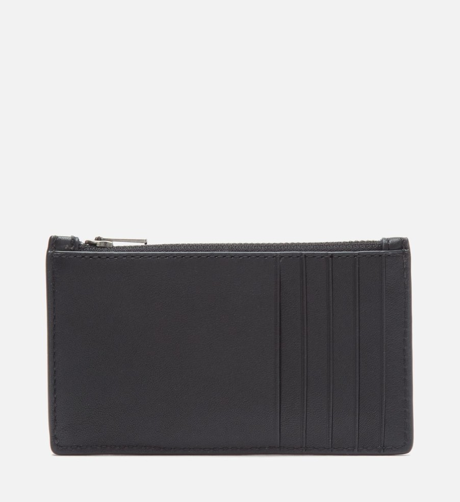 Men Coach Wallets | Coach Men'S Leather Zip Card Case - Black