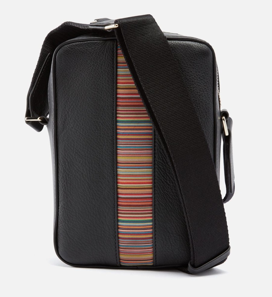 Men Paul Smith Bags | Paul Smith Stripe Leather Messenger Bag