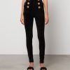 Women Balmain Trousers | Balmain Velour Skinny Trousers