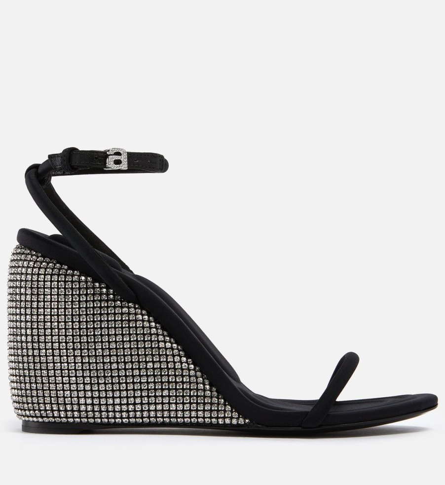 Women Alexander Wang Heels | Alexander Wang Dahlia Crystal-Embellished Neoprene Wedge Sandals