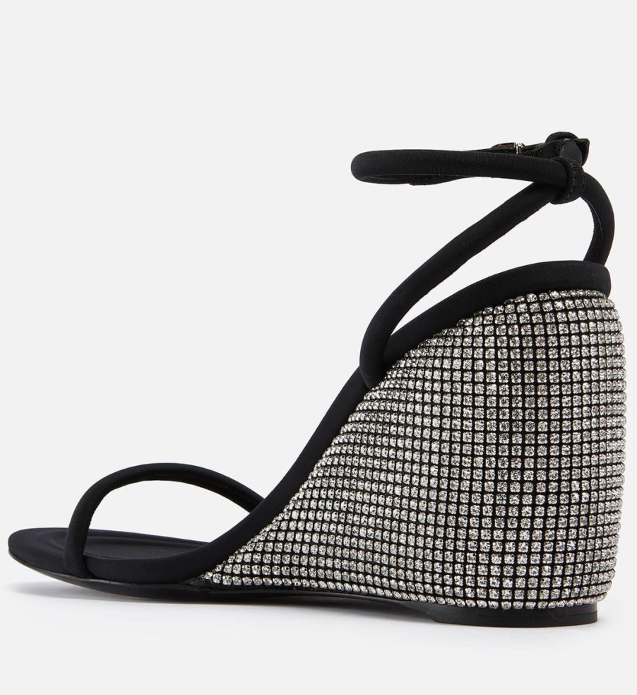 Women Alexander Wang Heels | Alexander Wang Dahlia Crystal-Embellished Neoprene Wedge Sandals