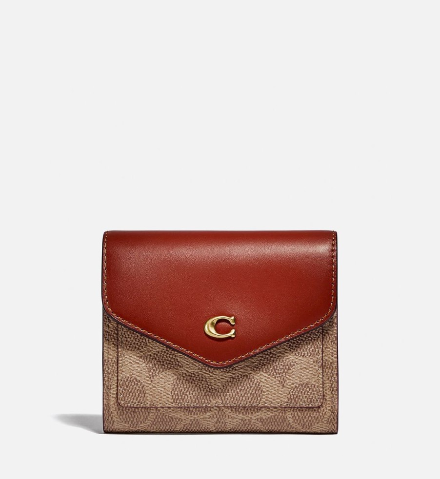 Women Coach Purses | Coach Women'S Colorblock Coated Canvas Signature Wallet - Tan Rust