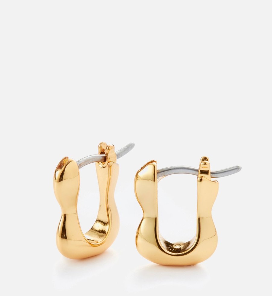 Women Jenny Bird Jewellery | Jenny Bird Squiggle 14K Gold-Plated Huggie Earrings