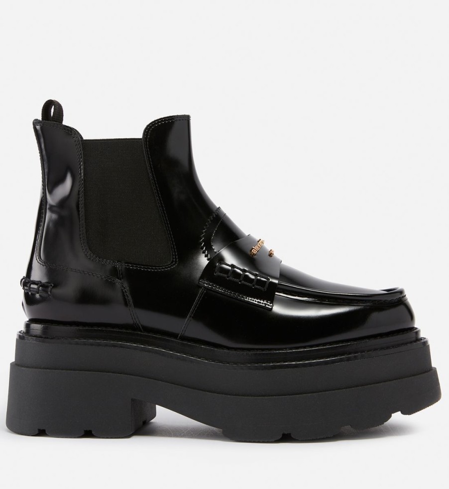 Women Alexander Wang Boots | Alexander Wang Women'S Carter Leather Platform Chelsea Boots - Black