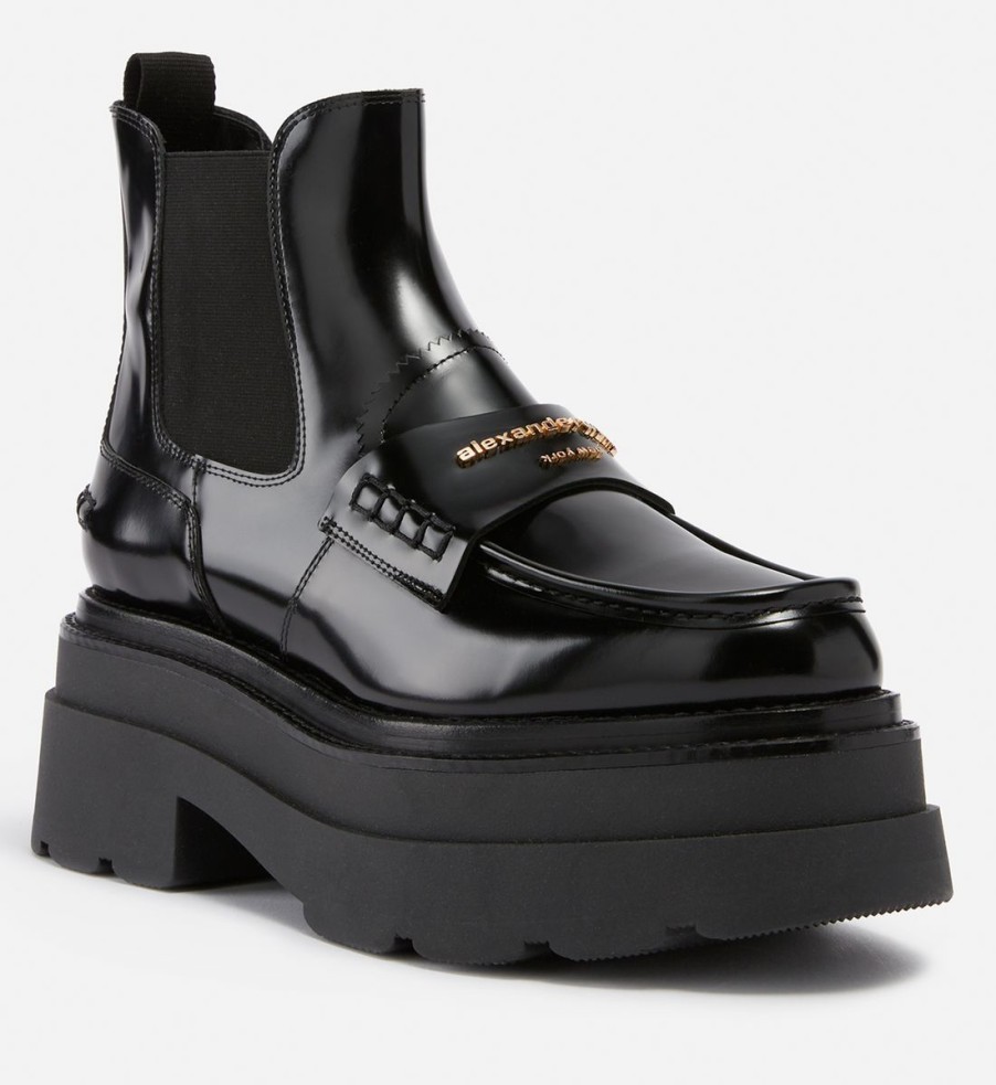 Women Alexander Wang Boots | Alexander Wang Women'S Carter Leather Platform Chelsea Boots - Black