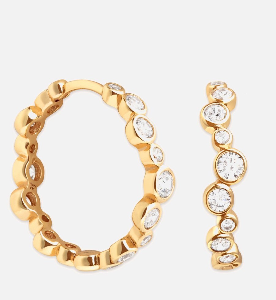 Women Astrid & Miyu Jewellery | Astrid & Miyu Crystal Scatter 18-Karat Gold-Plated Hoop Earrings