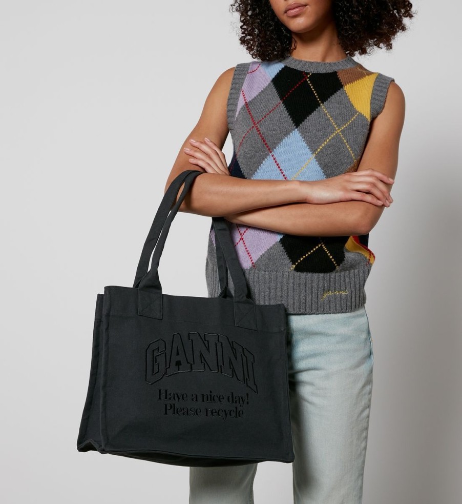 Women GANNI Bags | Ganni Large Easy Recycled Canvas Tote Bag