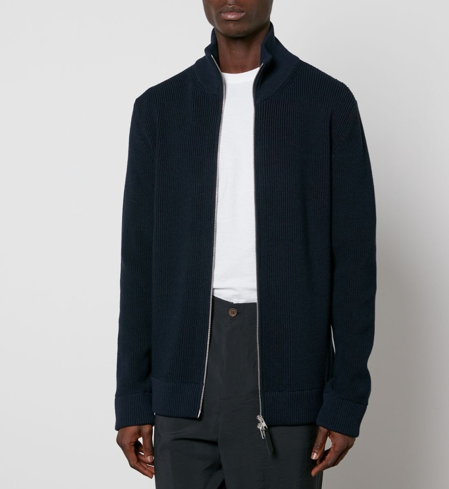 Men Maison Margiela Cardigans | Maison Margiela Ribbed Cotton-Blend Zipped Cardigan