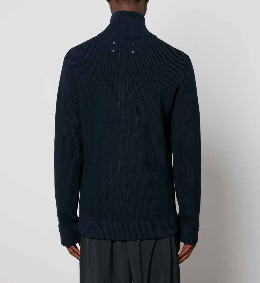 Men Maison Margiela Cardigans | Maison Margiela Ribbed Cotton-Blend Zipped Cardigan