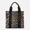 Women GANNI Bags | Ganni Tech Small Leopard-Print Canvas Tote Bag