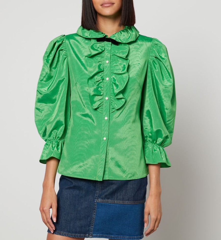 Women Batsheva Shirts And Blouses | Batsheva Lou Moire Cotton-Blend Taffeta Blouse