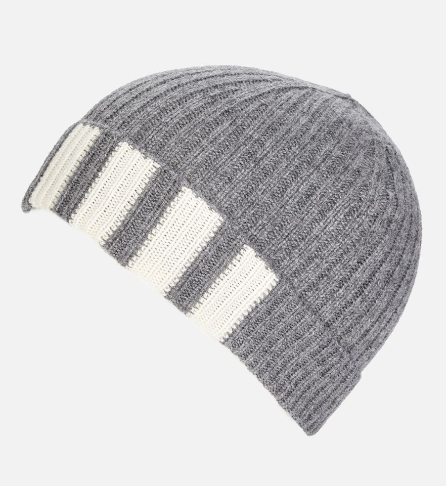 Men Thom Browne Hats | Thom Browne Men'S 4-Bar Cashmere Beanie - Med Grey