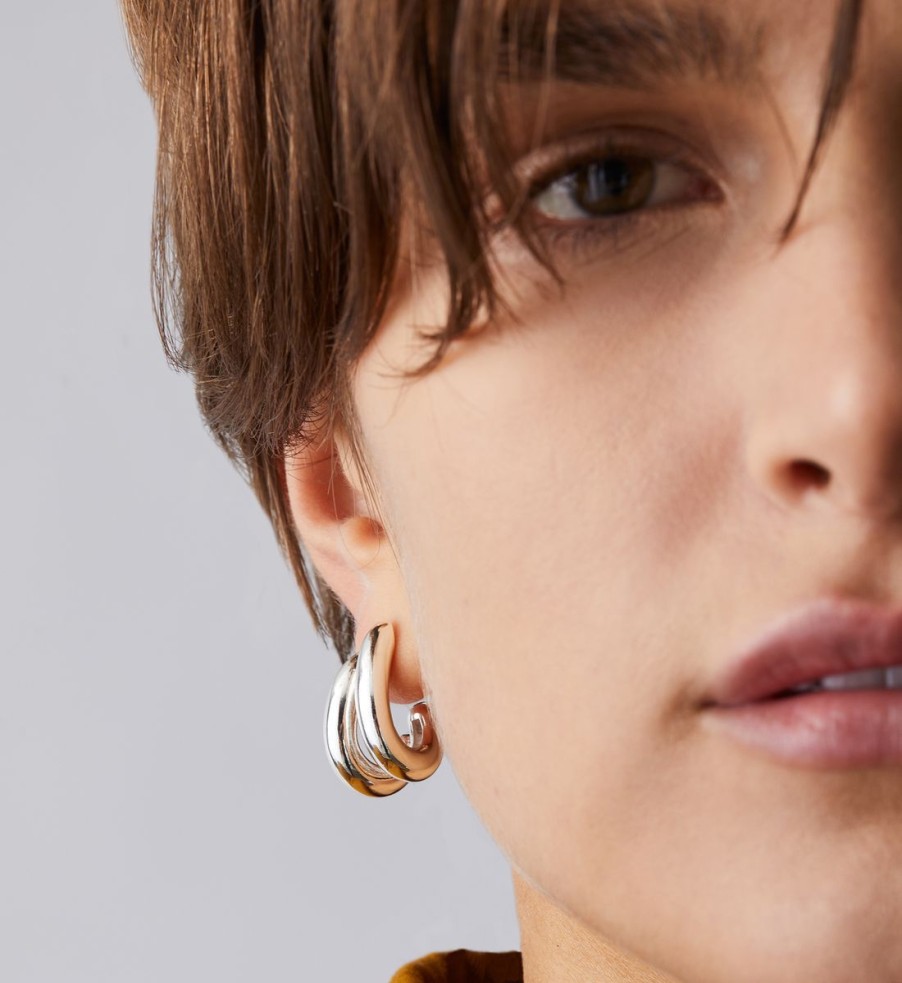 Women Jenny Bird Jewellery | Jenny Bird Florence Silver-Plated Hoop Earrings