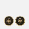 Women Tory Burch Jewellery | Tory Burch Women'S Kira Enamel Circle-Stud Earring - Tory Gold/Black