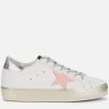 Women Golden Goose Trainers | Golden Goose Women'S Hi Star Leather Flatform Trainers - White/Pink Pastel/Silver/Gold