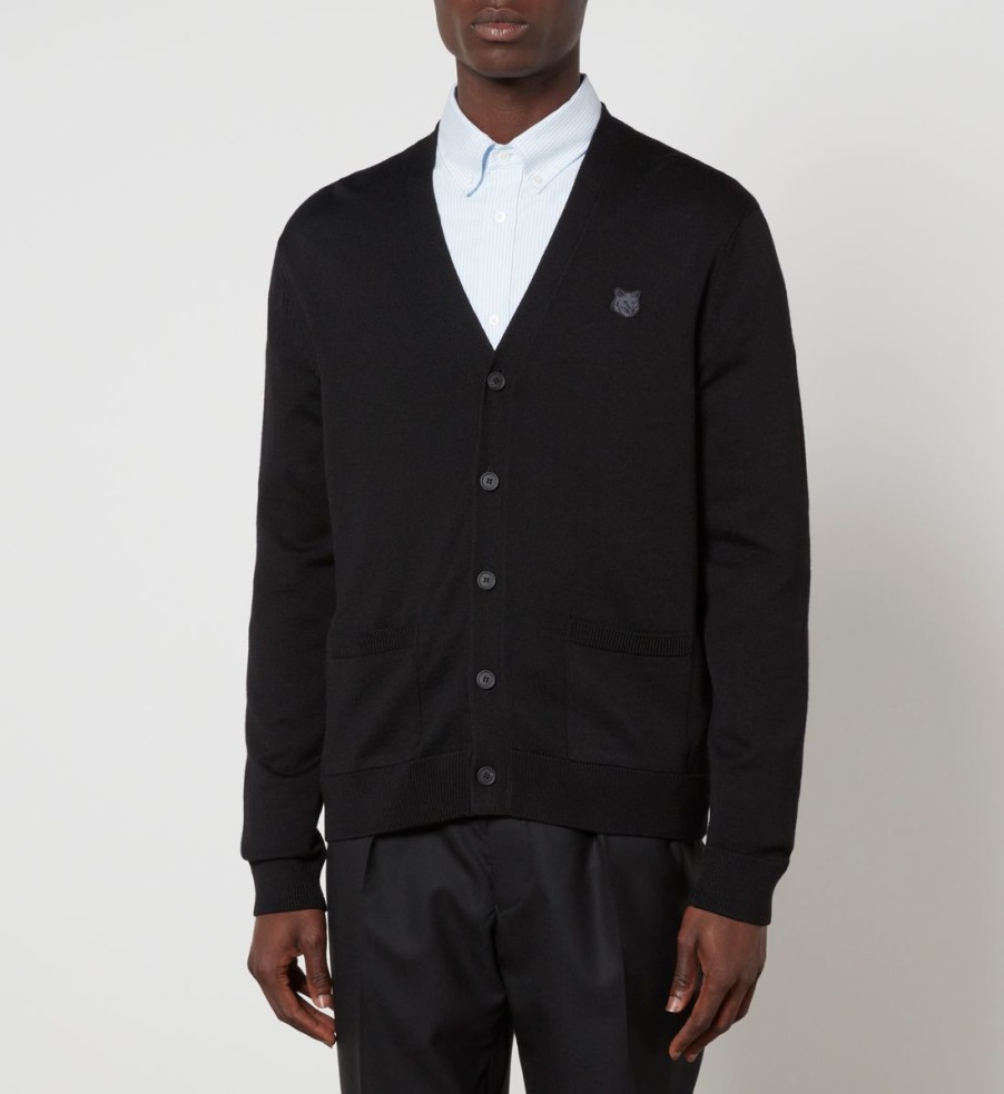 Men Maison Kitsuné Cardigans | Maison Kitsune Fox Head Wool Cardigan