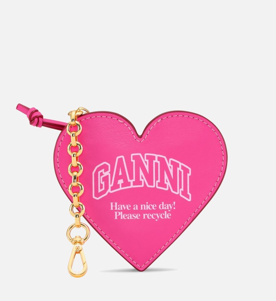 Women GANNI Purses | Ganni Funny Heart Leather Coin Purse