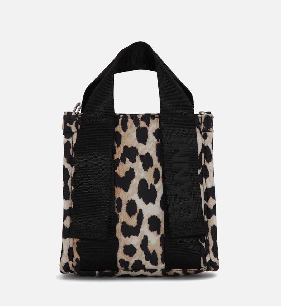 Women GANNI Bags | Ganni Tech Leopard-Print Recycled Shell Mini Tote Bag