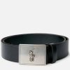 Men Polo Ralph Lauren Belts | Polo Ralph Lauren Men'S 36Mm Plaque Vachetta Belt - Black